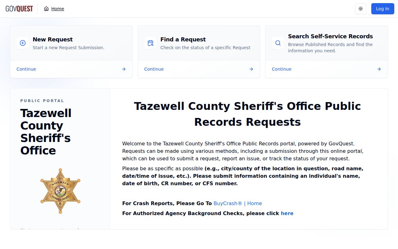 Tazewell County Sheriff GovQuest records portal