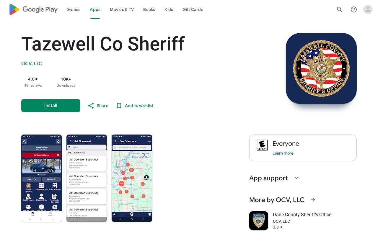Official Tazewell Co Sheriff mobile app listing