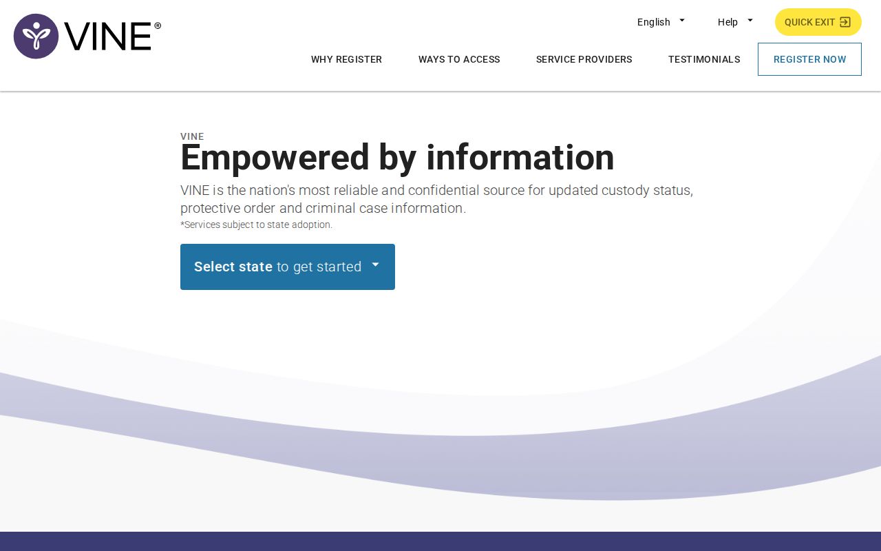 VINELink public custody search entry screen