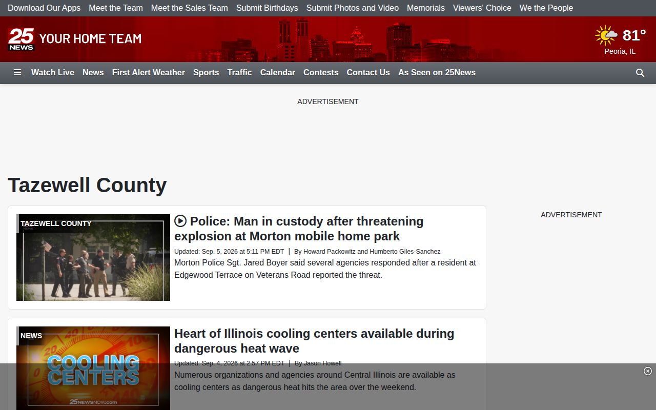 25 News Now Tazewell County news section